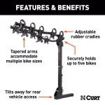 CURT Premium 5-Bike Hitch Mounted Bike Rack, 2-inch Receiver, 225 lb Capacity thumbnail 3
