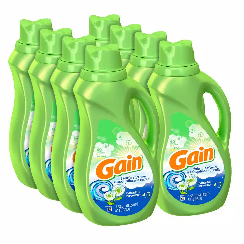 Gain Blissful Breeze Liquid Fabric Softener, 51 oz (60 Loads), 8-Pack