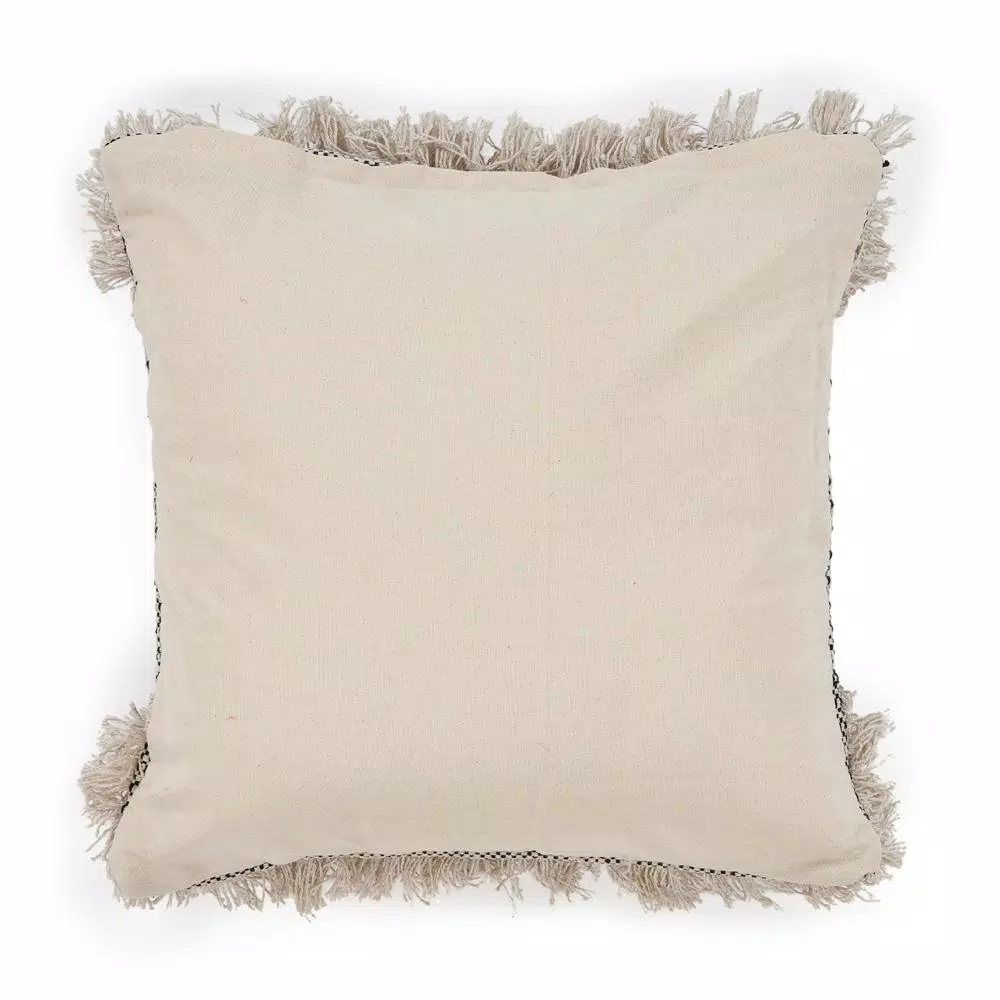 LR Resources Cottage Natural and Black Geometric 20 in. x 20 in. Cotton Throw Pillow