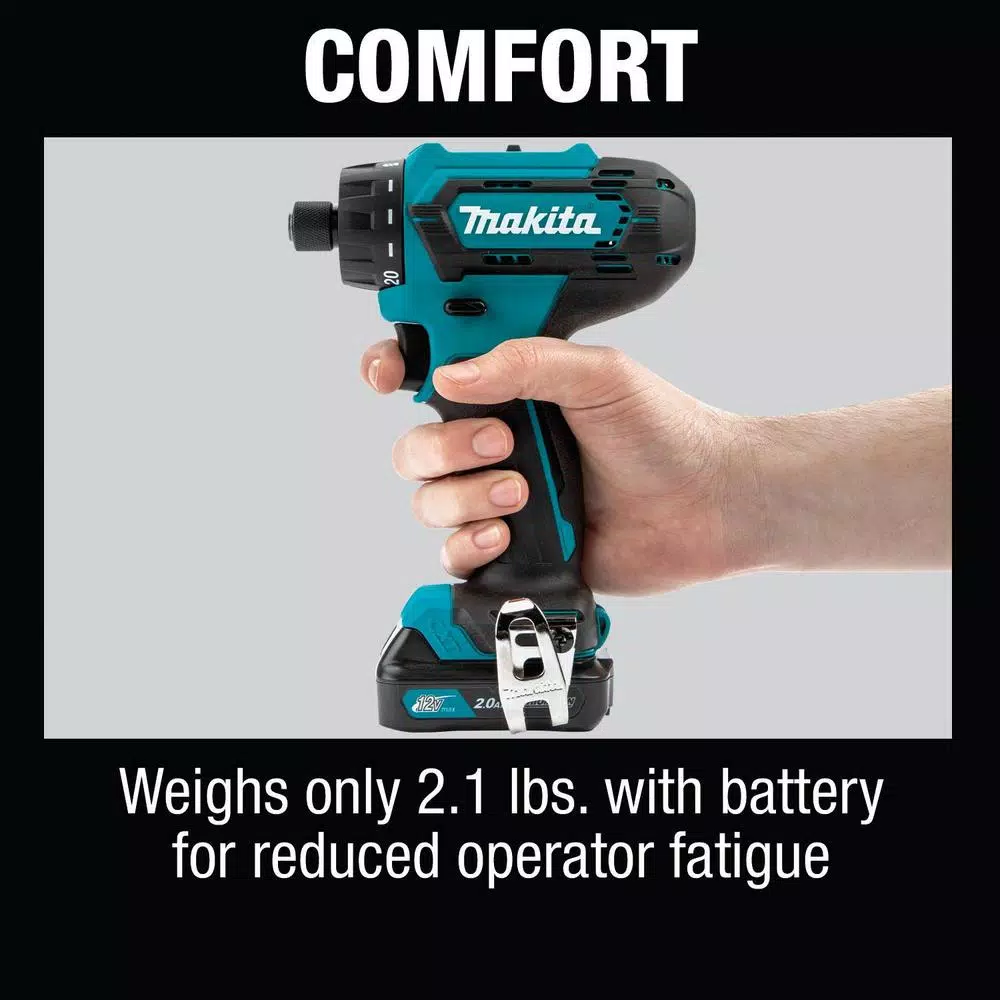 Makita 12V max CXT Cordless 1/4 in. Hex Screwdriver Kit, 2.0Ah