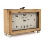 Zentique Wooden Pine Desk Clock with Metal Ring and Eclectic Analog Face thumbnail 2