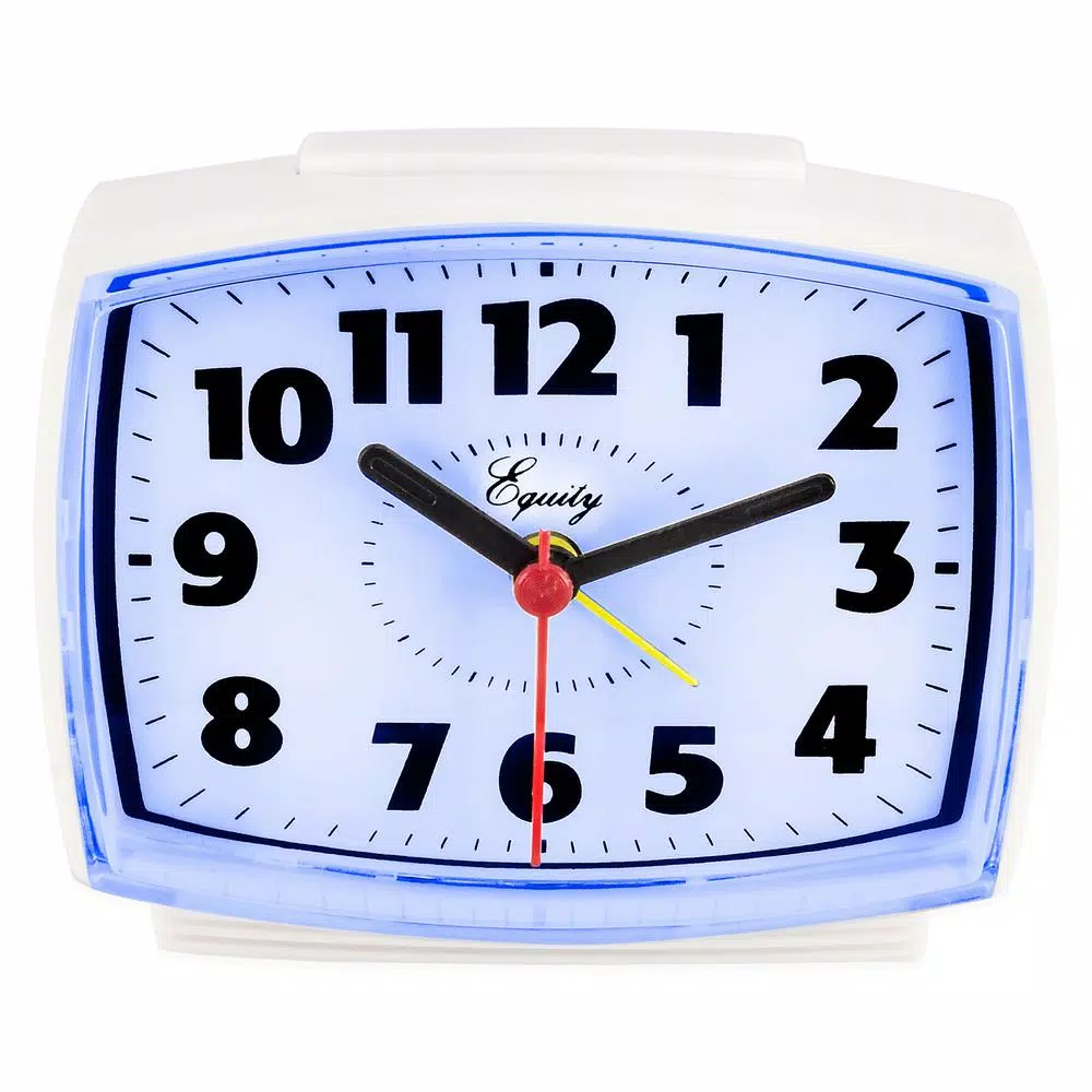 Equity by La Crosse 3 in. Analog Electric Alarm Clock with Backlight, White