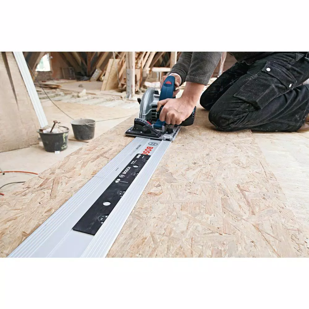 Bosch GKT13-225 6-1/2 in. 13 Amp Corded Track Saw Kit with 63 in. Aluminum Tracks and Carrying Bag