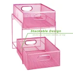 MIND READER 2-Tier Metal Mesh Utensil Caddy & Organizer, Pink thumbnail 4