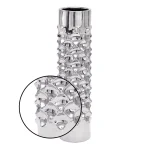 LITTON LANE Modern Reflections 23 in. Silver Ceramic Tower Vase with Ridged Details thumbnail 3