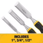 DEWALT 3-Piece Wood Chisel Set with Carbon Steel Blades and Ergonomic Handles thumbnail 4