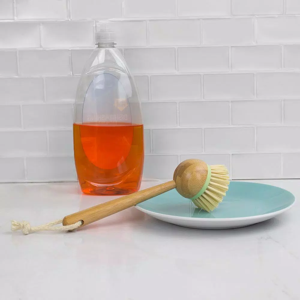 Home Basics Bliss Collection 2.75 in. Scrub Brush with Eco-Friendly Bamboo Handle and Nylon Bristles