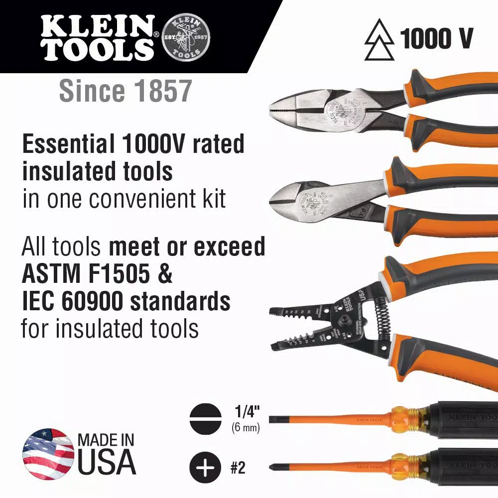 Klein Tools 1000V Insulated Electrical Tool Kit, 5-Piece Professional Set