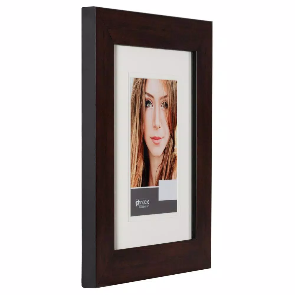 Pinnacle Gallery Solutions 11 x 14 Walnut Wood Picture Frame with White Mat for 8 x 10 Photos