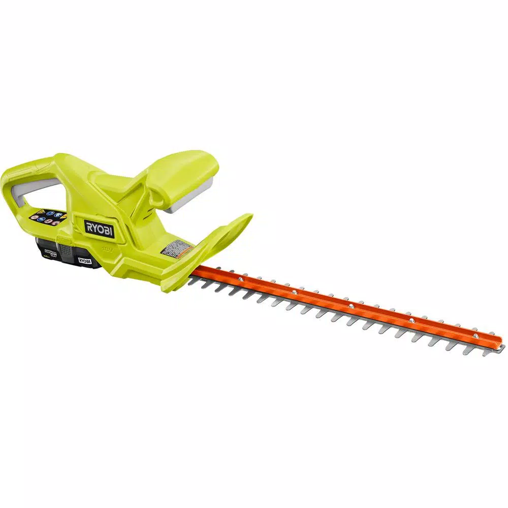 RYOBI ONE+ 18V Lithium-Ion 18 in. Cordless Hedge Trimmer with 1.5 Ah Battery and Charger