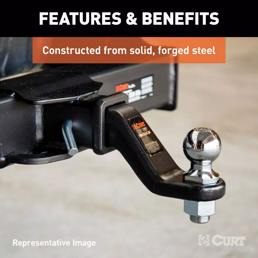 CURT Forged Steel Ball Mount, 2 in. Shank, 2 in. Drop, 15,000 lbs. Capacity, 2-5/16 in. Ball