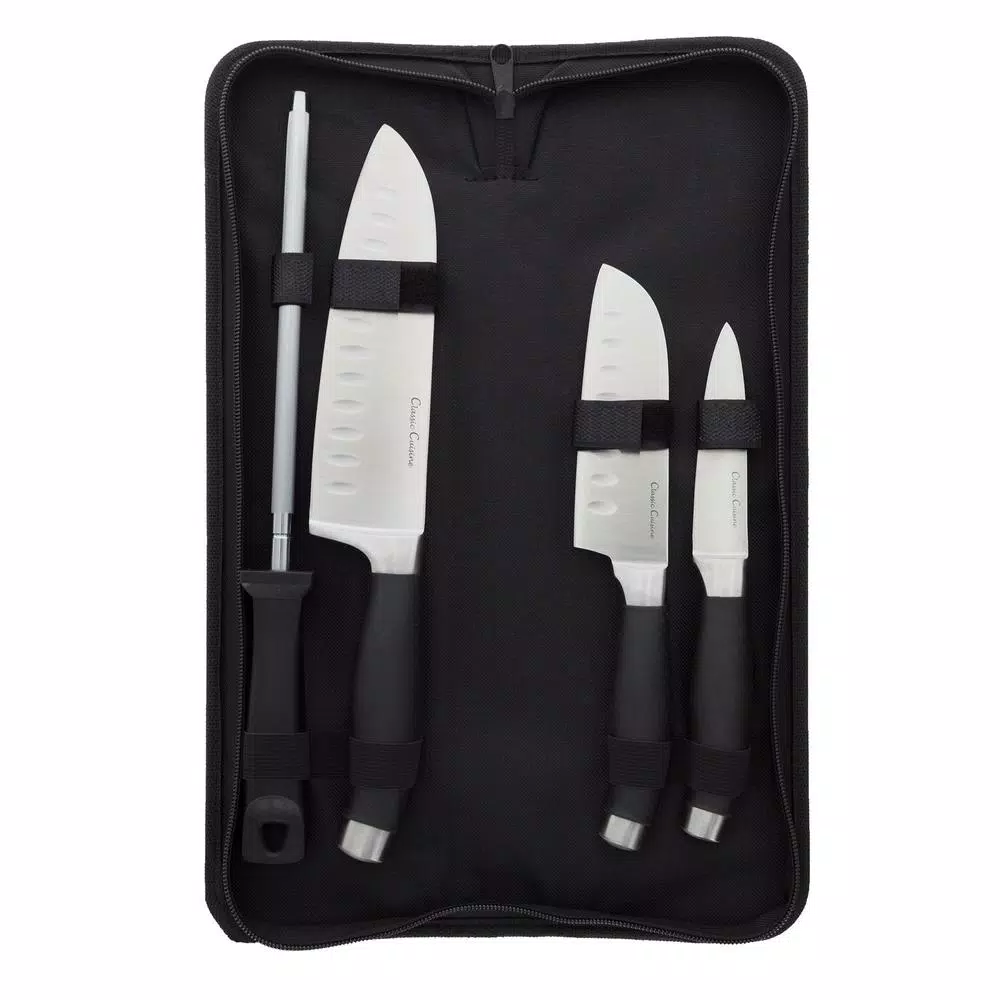 Trademark Classic Cuisine 5-Piece Stainless Steel Knife Set with Nylon Carry Bag