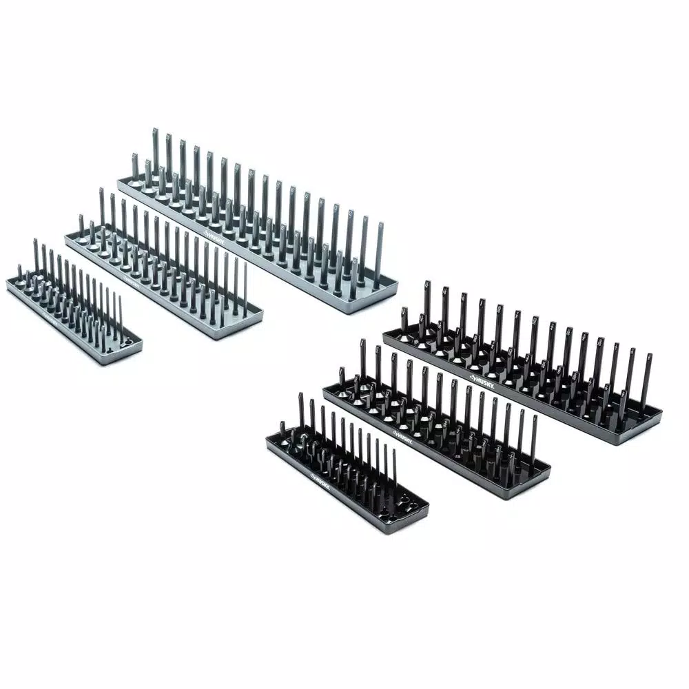 Husky 6-Piece SAE and Metric Socket Rack Set for 1/4 in., 3/8 in., and 1/2 in. Drives