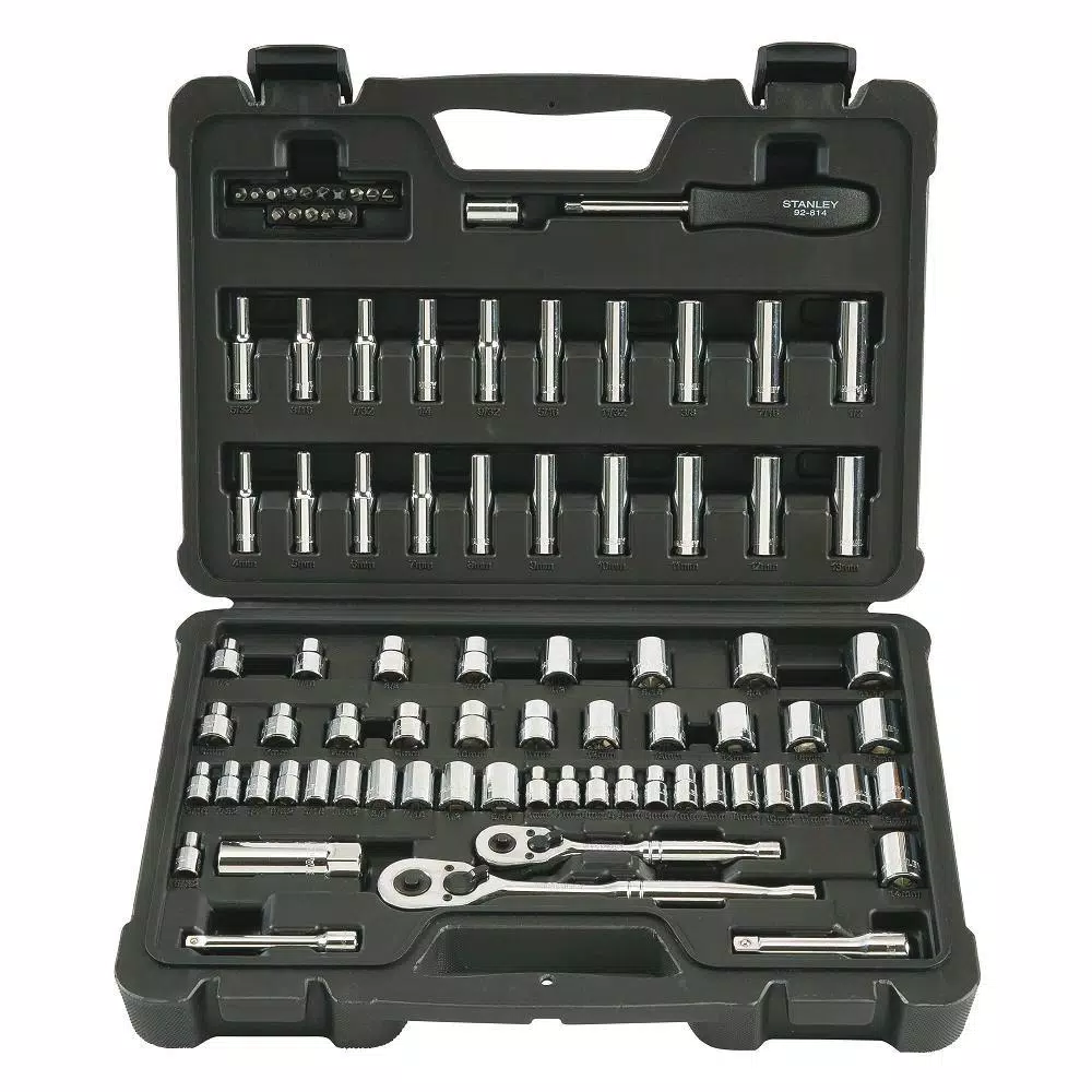Stanley 85-Piece 1/4 in. and 3/8 in. Socket Set, SAE and Metric