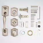 Baldwin Prestige Wesley Single Cylinder Satin Nickel Handleset with Arch Rose Carnaby Knob and SmartKey Security thumbnail 12