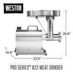 Weston Pro Series #22 1.5 HP Stainless Steel Electric Meat Grinder & Sausage Stuffer thumbnail 3