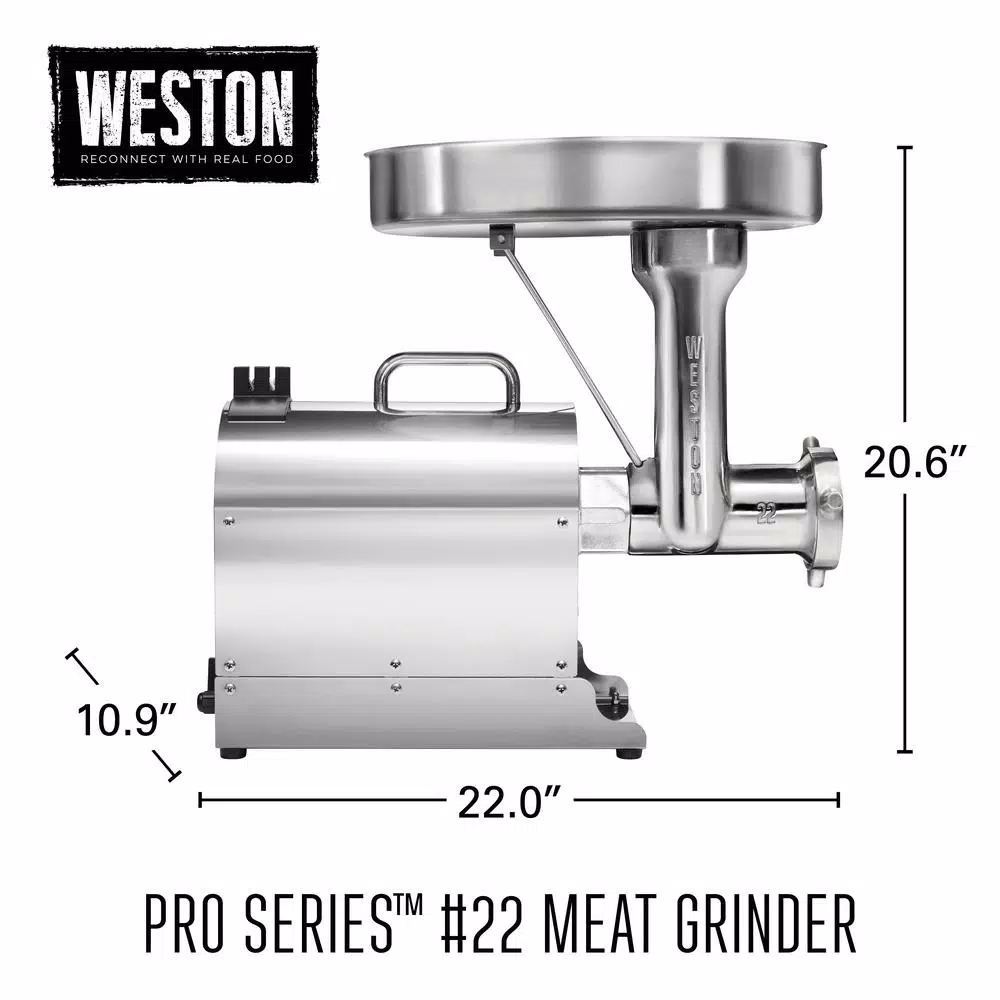 Weston Pro Series #22 1.5 HP Stainless Steel Electric Meat Grinder & Sausage Stuffer