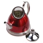 Creative Home Nobili-Tea 2 qt. Metallic Cranberry Stainless Steel Tea Kettle with Removable Infuser thumbnail 3