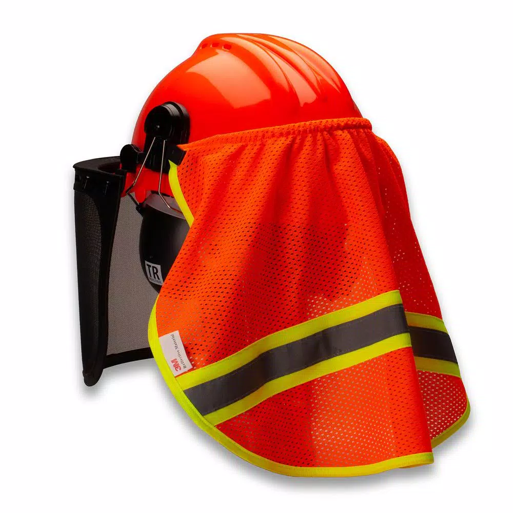 TR Industrial Mesh Neck Shade with 3M Reflector for Forestry Safety Helmet, Orange