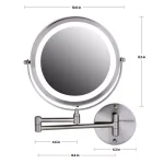 Ovente 13.2 in. Wall Mount LED Vanity Mirror, 1x/7x Magnification, Brushed Nickel thumbnail 7