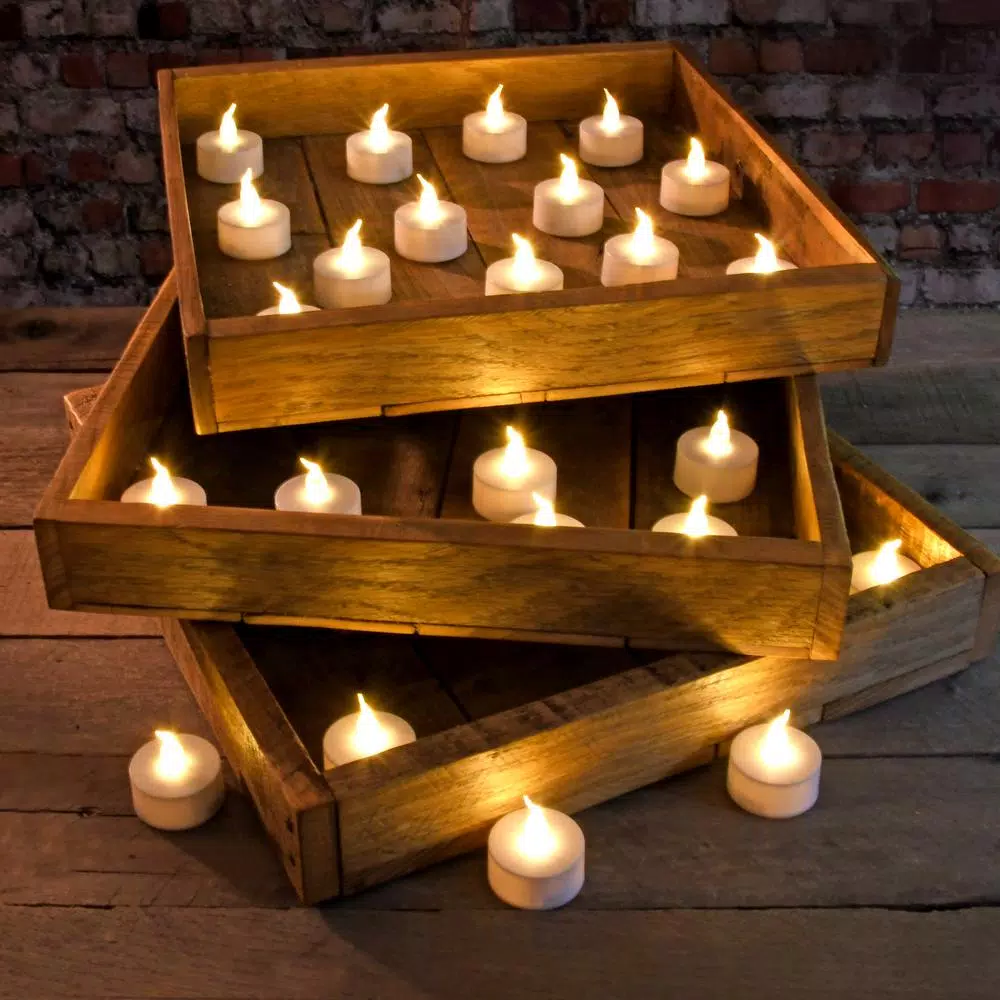 LUMABASE LED Tea Light Candles, Battery Operated Flickering White Glow, 24-Count