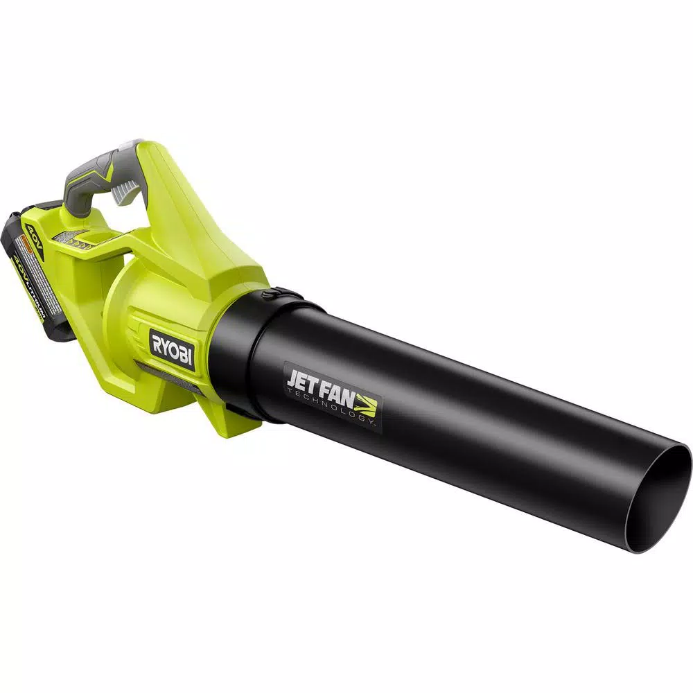 RYOBI 40V MAX Cordless Jet Fan Leaf Blower Kit, 500 CFM, 110 MPH, with 4 Ah Battery and Charger
