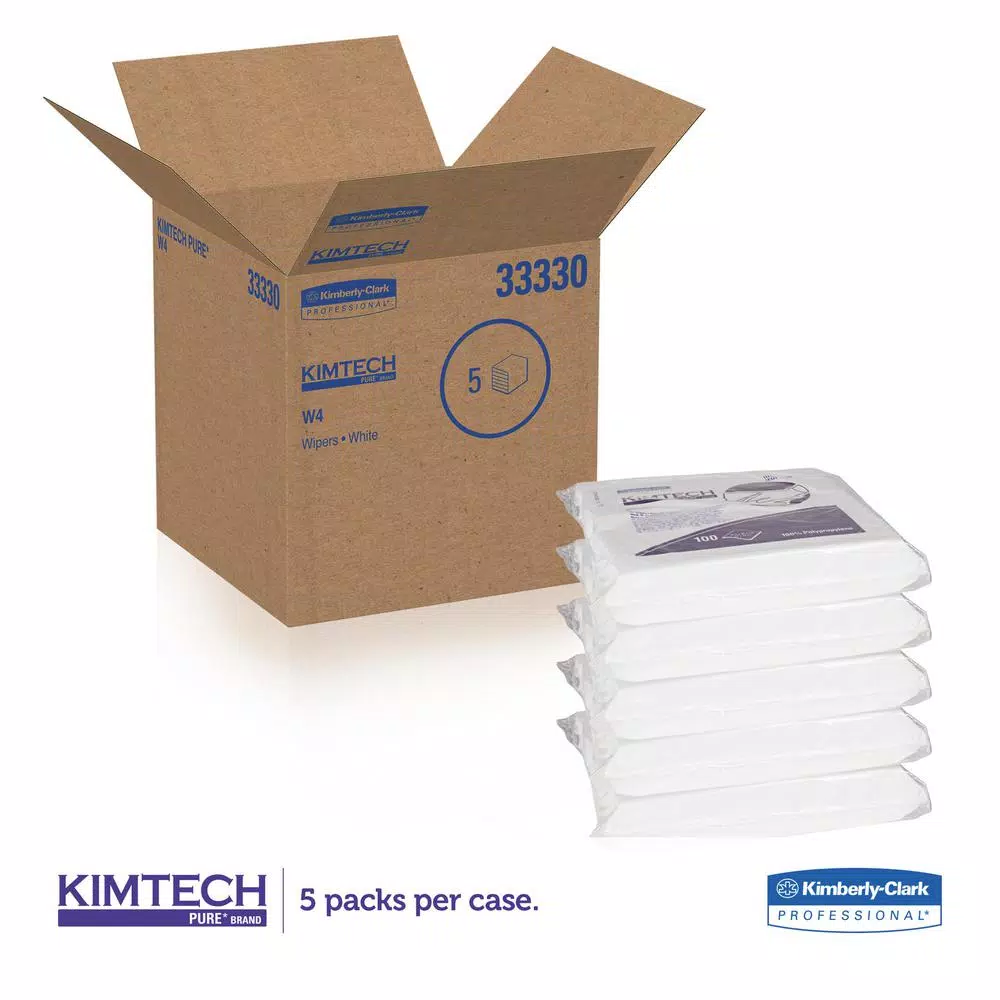 Kimtech Pure W4 Critical Task Wipers, 12 x 12 in, White, 500 Count