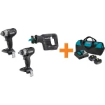 Makita 18V LXT Sub-Compact Brushless Tool Kit: Reciprocating Saw, 3/8 in. & 1/2 in. Impact Wrenches with 5.0 Ah Battery thumbnail 1