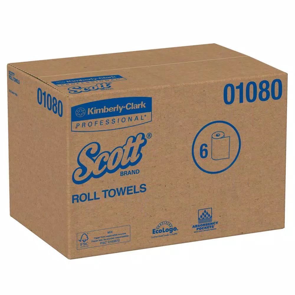 Kleenex Essential Hard Roll Paper Towels, 8 in. x 425 ft., White (12 Rolls per Carton)