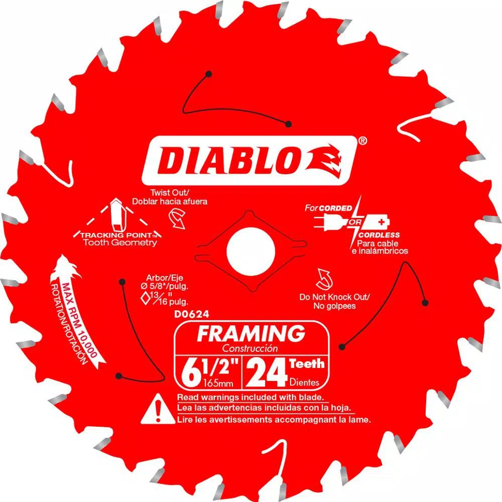 Diablo 6-1/2 in. 24-Tooth Framing Circular Saw Blade Value Pack, 2-Pack