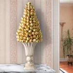 Unbranded 17 in. Gold and Pearl Easter Egg Tree Topiary with Ceramic Urn Base thumbnail 1