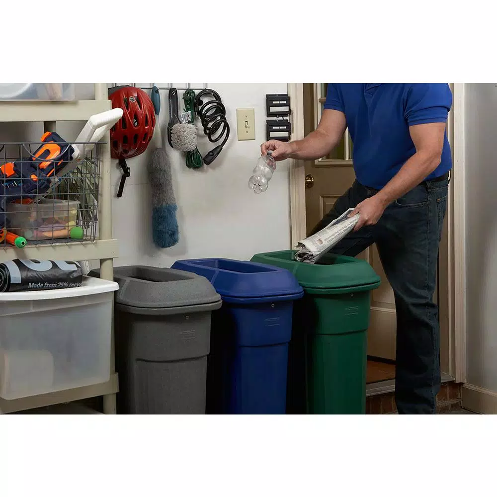 Toter Slimline 23 Gal. Graystone Rectangular Trash Can Recycling Lid