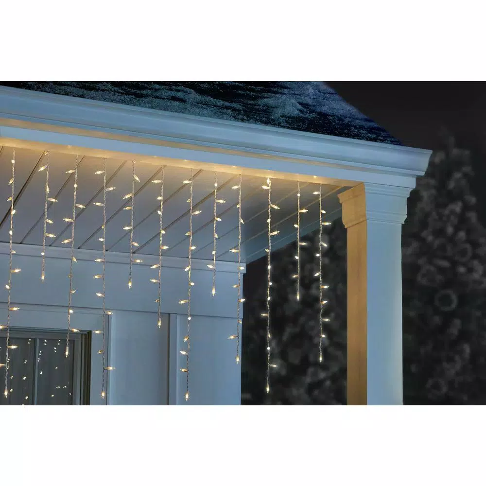 Home Accents Holiday 300-Light Heavy Duty Incandescent Mini Warm White Icicle Lights, Set of 6