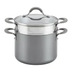 Circulon Elementum 5 Qt. Hard-Anodized Nonstick Multipot with Steamer Insert, Oyster Gray thumbnail 1