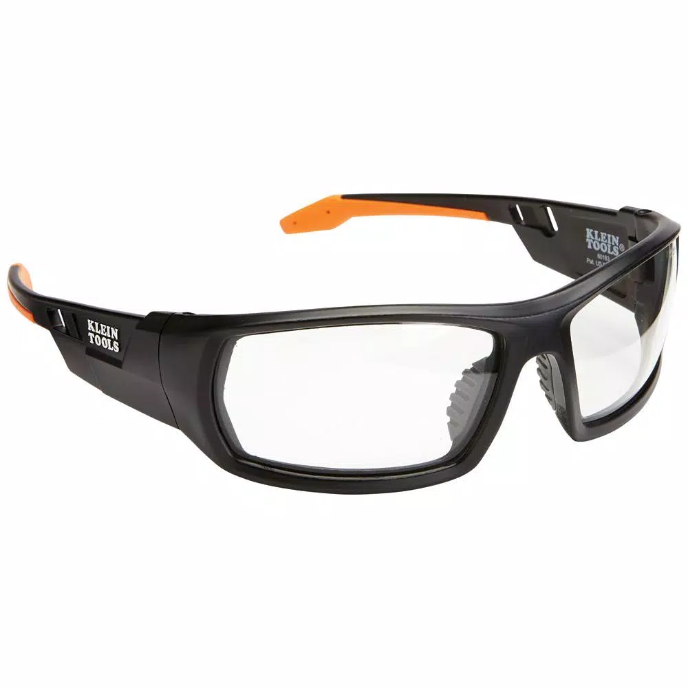 Klein Tools Professional Safety Glasses, Clear Polycarbonate Lens, Black/Orange Frame