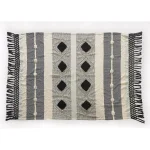 LR Home Symmetry Gray Geometric Cotton Throw Blanket - 50 x 60 in thumbnail 1