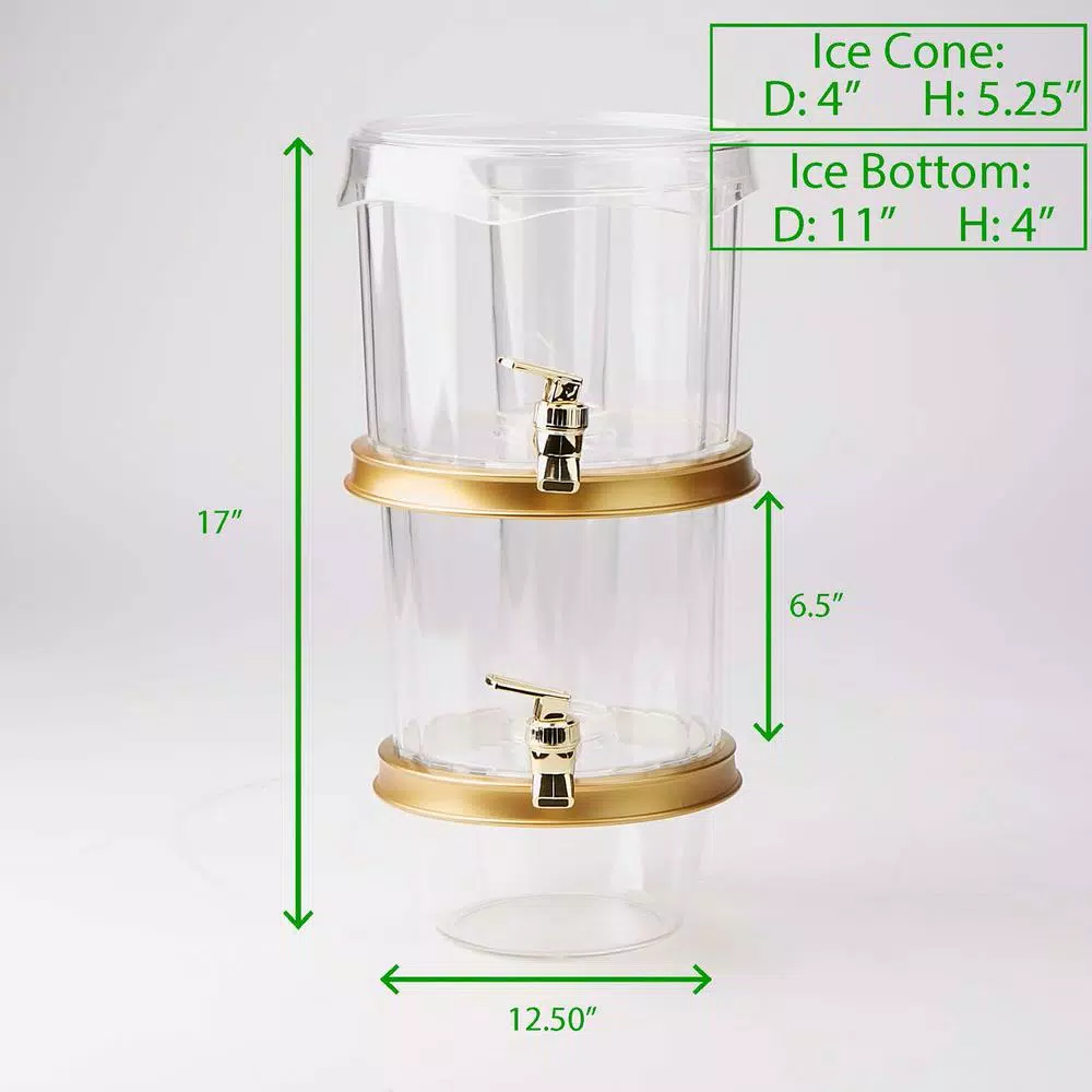 Mind Reader 2-Gallon 2-Tier Stackable Beverage Dispenser with Ice Compartment and Dual Spigots