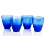 Abigails Blue Raindrop Double Old Fashioned Glass Set of 4, Mouth Blown Handmade Glassware thumbnail 2
