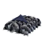 Unbranded Caron Navy Reversible Faux Fur and Micromink Throw Blanket, 50 in. x 60 in. thumbnail 4