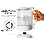 Ovente 1.5L White Glass Electric Kettle with ProntoFill Technology, 1500W thumbnail 6