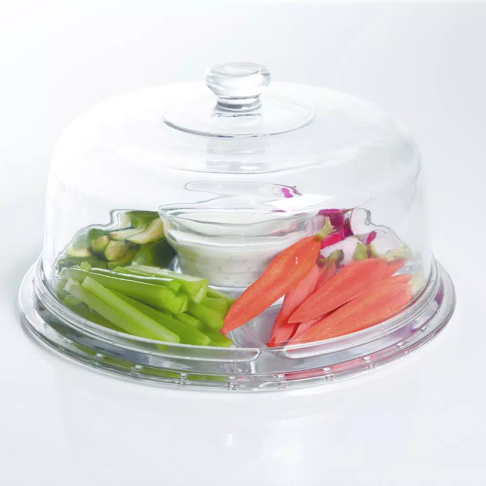 Gibson Home Great Foundations 2-Piece Glass Cake Stand with Dome