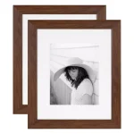 Kate and Laurel Edson Walnut Brown Picture Frame Set, 16 x 20 in. with 11 x 14 in. Mat (Set of 2) thumbnail 1