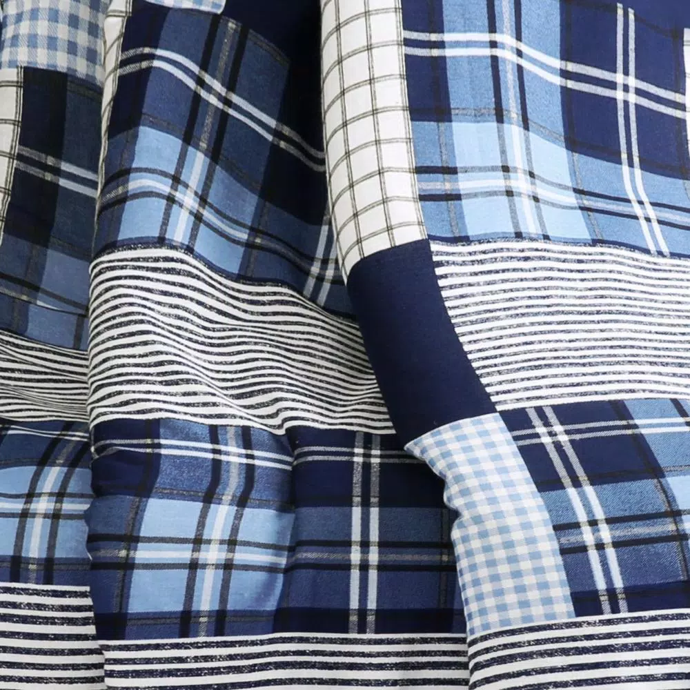 Lush Decor Greenville Navy Blue Reversible Plaid Cotton Throw Blanket