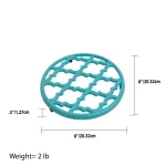Home Basics Lattice Cast Iron Turquoise Trivet Set of 2 - Heat Resistant Decorative Hot Mats thumbnail 5