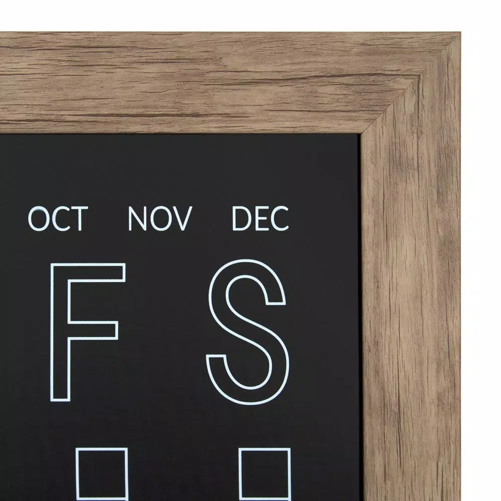 DesignOvation Beatrice Rustic Brown Framed Magnetic Chalkboard Monthly Calendar Memo Board