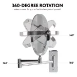 Ovente Wall Mounted Dual-Sided Makeup Mirror, 1x/10x Magnification, Polished Chrome thumbnail 2