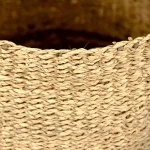 Zentique Hand Woven Seagrass and Palm Leaf Large Decorative Basket with Dark Pin Stripes thumbnail 3