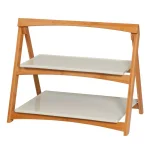 Unbranded CreativeWare TableStyles 2-Tiered Bamboo and Stoneware Folding Ladder Serving Set thumbnail 1