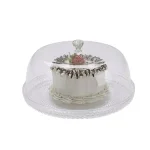 Mind Reader 10 in. Clear Diamond Acrylic Cake Stand with Cover, Elegant Dessert Display Tray thumbnail 2