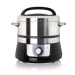 Euro Cuisine 3.4 Qt. Stainless Steel Electric Food Steamer and Rice Cooker, 1200W, Black thumbnail 1